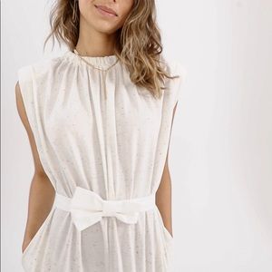 NWT Something Navy Nikki Jumpsuit in Ivory Donegal